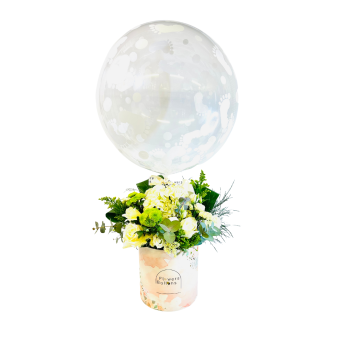 Σύνθεση λουλουδιών με bubble μπαλόνι